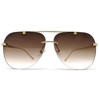 K&L's Luxury & Co. Gold Metal Alloy Aviator Sunglasses K02122021 Gradient Rimless Lens for Men and Women