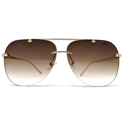 K&L's Luxury & Co. Gold Metal Alloy Aviator Sunglasses K02122021 Gradient Rimless Lens for Men and Women