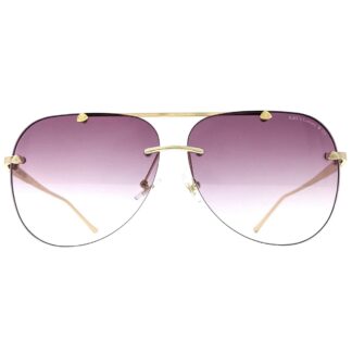 K&L's Luxury & Co. Gold Metal Alloy Aviator Sunglasses K02122021 Gradient Rimless Lens for Men and Women (Pink)