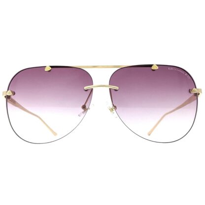 K&L's Luxury & Co. Gold Metal Alloy Aviator Sunglasses K02122021 Gradient Rimless Lens for Men and Women (Pink)